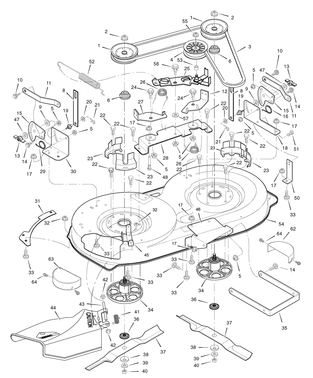 Mower Housing Diagram and Parts List for 385003X108 2007 Briggs and Stratton Lawn Tractor